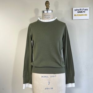 NWT👕 Sioni Olive Green Ruffle Sweater SZ-M